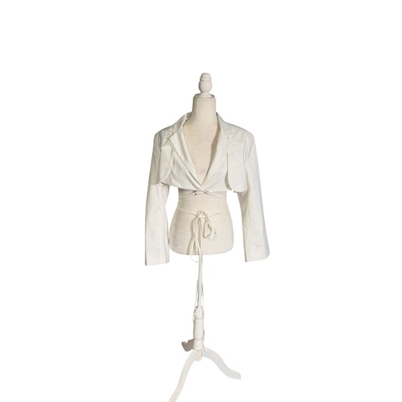 Lioness Jackets & Blazers - Lioness White Cropped Tie Front Blazer Jacket NWT Size XS